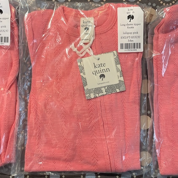 Kate Quinn Zipper Footie Lollipop Pink Pointellle NIB NWT - Picture 3 of 5
